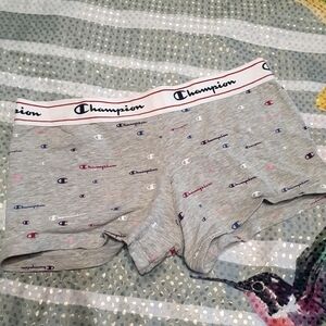 CHAMPION Gray Logo Women Boxer PANTY Size Large